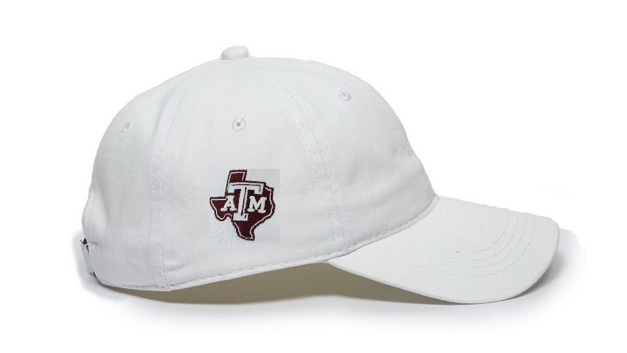 Texas A & M White Unstructured Garment Washed Twill Cap