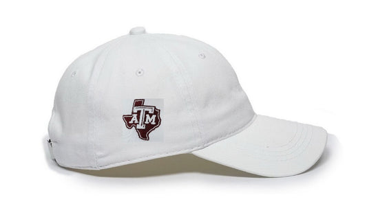 Texas A & M White Unstructured Garment Washed Twill Cap