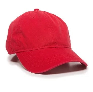 Red Unstructured Garment Washed Twill Cap - White Elephant