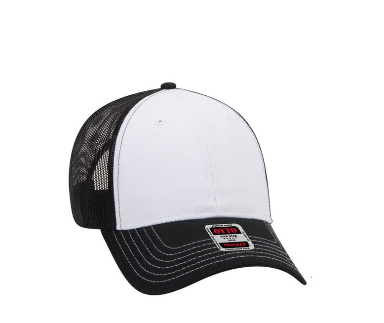 White/Black Trucker Cap - Black Elephant
