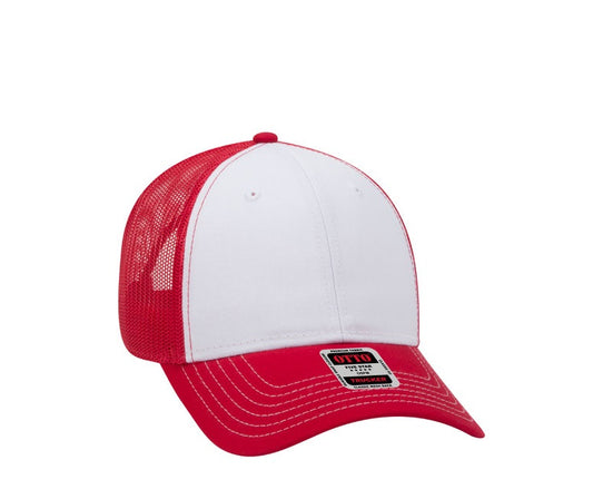White/Red Trucker Cap - Navy Elephant